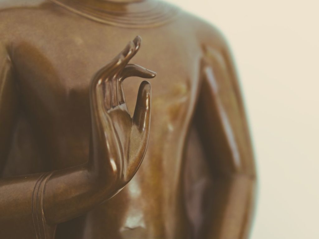 closeup of a statue of a buddha